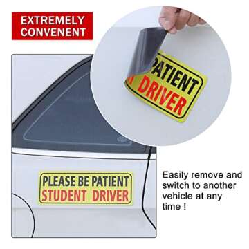 JUSTTOP 3pcs Student Driver Reflective Magnets for Cars