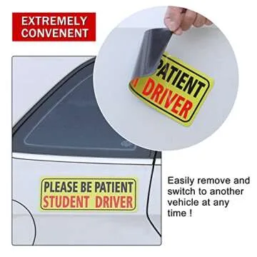 JUSTTOP 3pcs Student Driver Reflective Magnets for Cars