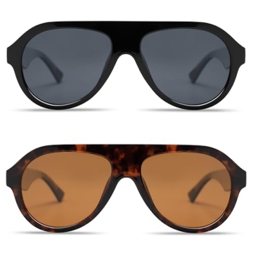 VANLINKER Retro Aviator Polarized Sunglasses for Men Women Trendy 70s Vintage Plastic Frame Sun Glas...