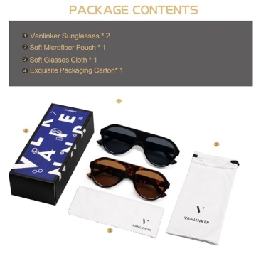 VANLINKER Retro Aviator Sunglasses for Men and Women