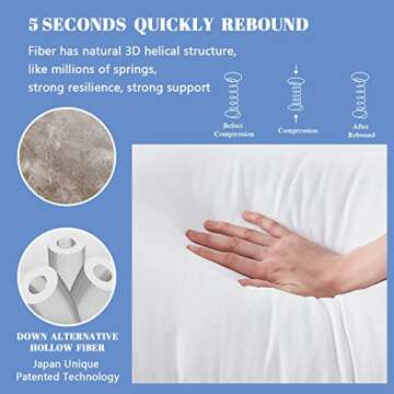 Homemate Bed Pillows for Sleeping - Queen Size(20"x28") Set of 4 Pillows Allergy Friendly Microfiber Shell Fluffy Down Alternative Filling Breathable Pillow Suitable Back Stomach or Side Sleepers