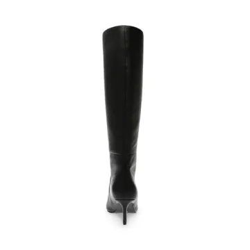 Steve Madden Lavan Knee High Boot Black Leather Women's Fashion
