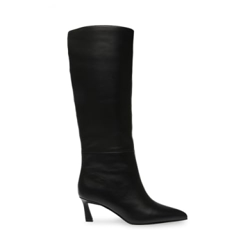 Steve Madden Lavan Knee High Boot Black Leather Women's Fashion