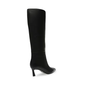 Steve Madden Lavan Knee High Boot Black Leather Women's Fashion