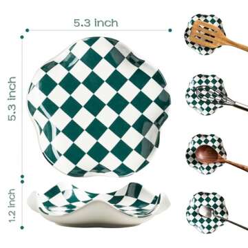 Miamolo Checkered Spoon Rest for Kitchen Counter, Cooking Spoon Holder for Stove Top, Large Utensil ...