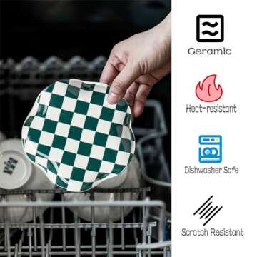 Miamolo Checkered Spoon Rest for Kitchen Counter, Cooking Spoon Holder for Stove Top, Large Utensil Spatula Rest Tray, Cute Kitchen Gadgets Gift for Housewarmings Weddings