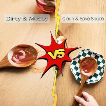 Miamolo Checkered Spoon Rest for Kitchen Counter, Cooking Spoon Holder for Stove Top, Large Utensil Spatula Rest Tray, Cute Kitchen Gadgets Gift for Housewarmings Weddings