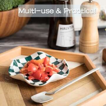 Miamolo Checkered Spoon Rest for Kitchen Counter, Cooking Spoon Holder for Stove Top, Large Utensil Spatula Rest Tray, Cute Kitchen Gadgets Gift for Housewarmings Weddings