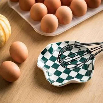 Miamolo Checkered Spoon Rest for Kitchen Counter, Cooking Spoon Holder for Stove Top, Large Utensil Spatula Rest Tray, Cute Kitchen Gadgets Gift for Housewarmings Weddings