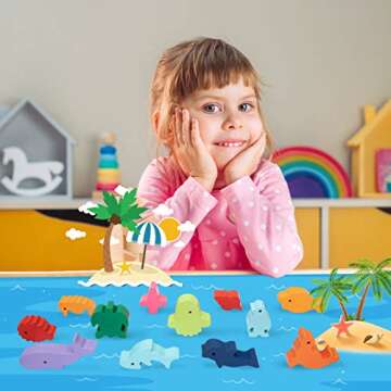 HahaGift Toddler Toys for 2-5 Year Old Boys, Ocean Toys Wooden Stacking Games for Boys Gifts for 2 3...