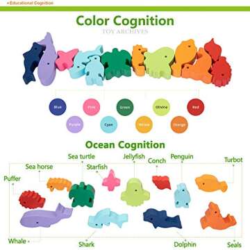 HahaGift Toddler Toys for 2-5 Year Old Boys, Ocean Toys Wooden Stacking Games for Boys Gifts for 2 3 4 Year Old Boys Girl Montessori Stem Boy Toys Birthday Toys for Kids Toddlers Age 2-4