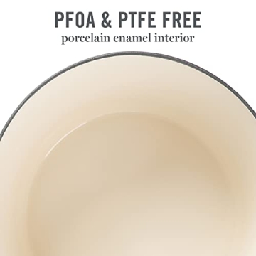 MARTHA STEWART 7 QT Enamel Cast Iron Dutch Oven Linen Gold