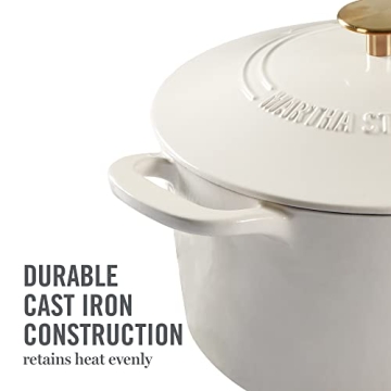 MARTHA STEWART 7 QT Enamel Cast Iron Dutch Oven Linen Gold