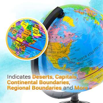 Little Chubby One 7-inch Educational World Globe - Educational and Decorative Piece - Colorful Informative Easy to Read Spinning Globe Ideal for Learning Geography and Perfect Decor for Kids Room