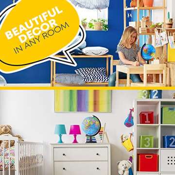 Little Chubby One 7-inch Educational World Globe - Educational and Decorative Piece - Colorful Informative Easy to Read Spinning Globe Ideal for Learning Geography and Perfect Decor for Kids Room