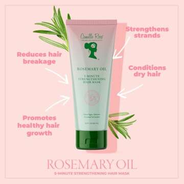 Camille Rose Rosemary Oil 5-Minute Deep Strengthening Hair Mask and Conditioner, with Natural Castor, Peppermint, and Rosemary Oils for Hair Growth & All Hair Types, 8.5 fl oz