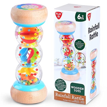 Rainmaker - 7 inch Wooden Rain Stick Montessori Toys for Babies 6-12 Months, Baby Rattle Shaker Sens...