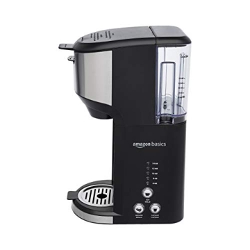 Amazon Basics Single Serve Coffee Maker K-Cup, 14 Oz, Compact Design, Black & Stainless Steel
