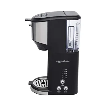 Amazon Basics Single Serve Coffee Maker K-Cup, 14 Oz, Compact Design, Black & Stainless Steel