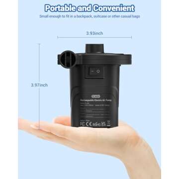 Dr.meter Air Pump for Inflatables, Rechargeable 4000mAh Battery Air Mattress Pump - Portable Quick-Fill Inflator Deflator for Outdoor Camping Inflatable Pool Float Boat Raft Yoga Ball Swim Ring Airbed