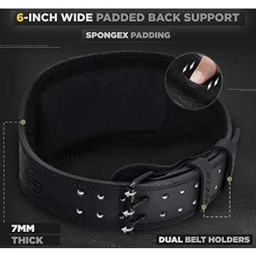 RDX Weight Lifting Belt Gym Fitness, Cowhide Leather, 4” 6” Padded Lumbar Back Support, 10 Adjustable Holes, Weightlifting Powerlifting Bodybuilding Deadlift Squat Workout Strength Training, Men Women