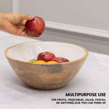 Folkulture Large Mango Wood Salad Bowl Set with Servers