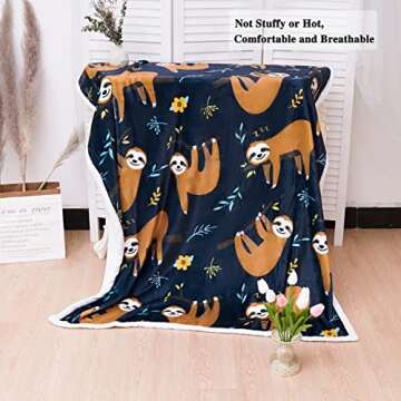 Blytheyes Sloth Blanket Throw Blanket Flannel Blanket Cute Kids Blanket Bed Blanket Super Soft Flann...