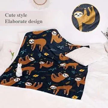 Blytheyes Sloth Blanket Throw Blanket Flannel Blanket Cute Kids Blanket Bed Blanket Super Soft Flannel Sofa Blanket Sloth Blanket for Office, Bedroom, Travel, All Seasons 50 * 60inch