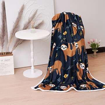 Blytheyes Sloth Blanket Throw Blanket Flannel Blanket Cute Kids Blanket Bed Blanket Super Soft Flannel Sofa Blanket Sloth Blanket for Office, Bedroom, Travel, All Seasons 50 * 60inch