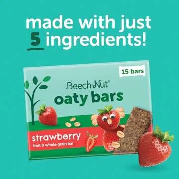 Beech-Nut Toddler Snacks Oaty Bars Granola Bars for Babies & Toddlers, Fruit & Whole Grain Strawberry Snack Bar, Gluten Free Toddler Snack, 6 Boxes (30 Individually Wrapped Bars)