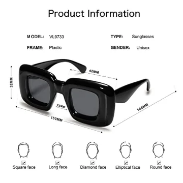 VANLINKER Trendy Chunky Retro Sunglasses for Everyone