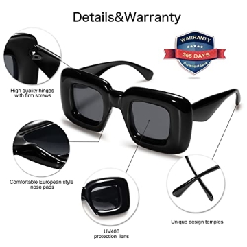 VANLINKER Trendy Chunky Retro Sunglasses for Everyone
