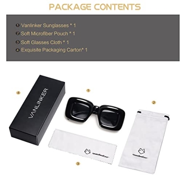VANLINKER Trendy Chunky Retro Sunglasses for Everyone