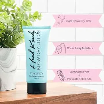 Head Kandy Stay Salty Volumizing Blow Dry Lotion |The Perfect Blowout | Anti-Frizz Heat Protectant For Hair | Anti-Humidity Hair Product | 4.95oz