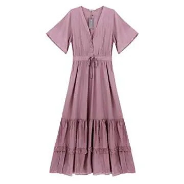 R.Vivimos Floral Print Casual Midi Dress for Women