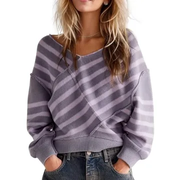 Must-Have Stylish Stripe Off-Shoulder Sweater for Women - Chic & Cozy