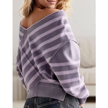 Stylish Stripe Off-Shoulder Sweater for Women