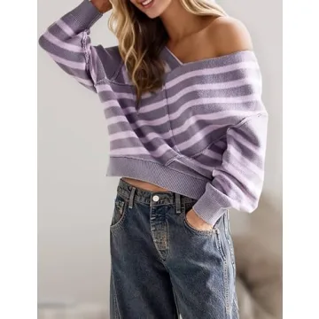 Stylish Stripe Off-Shoulder Sweater for Women
