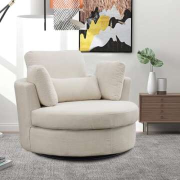Swivel Accent Barrel Chair Oversized Modern Akili Upholstered Sofa Lounge Club Leisure Chair Round C...