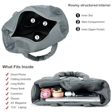 Herald Puffer Tote Bag for Women - Chic & Functional Handbag