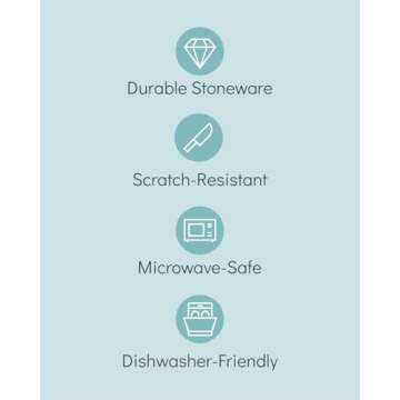 Ceramic Dinnerware Set - Scratch Resistant, Dishwasher & Microwave Safe Stoneware - 12 Piece Plates and Bowls for 4 - Matte Black