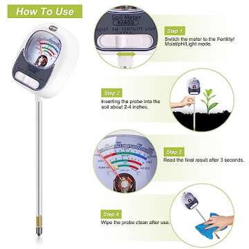 Liphontcta Soure Meter, 4-in-1 Soil Test Kit, Soil pH Meter, Soil Tester for Moisture Garden Sculpture Outdoor Decoration