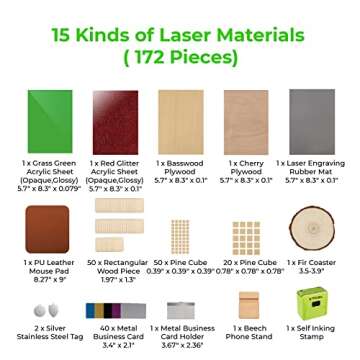 xTool Laser Material Box Pro, 172 Pcs of DIY Materials for CNC Engraver Laser Engraving, xTool D1 Ma...