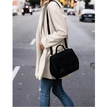 Yeokou Women's Single-Breasted Wool Blend Coat Elegant Winter Overcoat