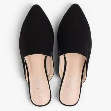 MUSSHOE Comfortable Mules for Women - Pointed Toe Black