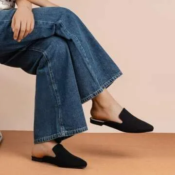 MUSSHOE Comfortable Mules for Women - Pointed Toe Black