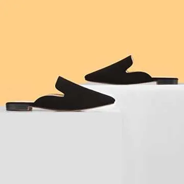 MUSSHOE Comfortable Mules for Women - Pointed Toe Black