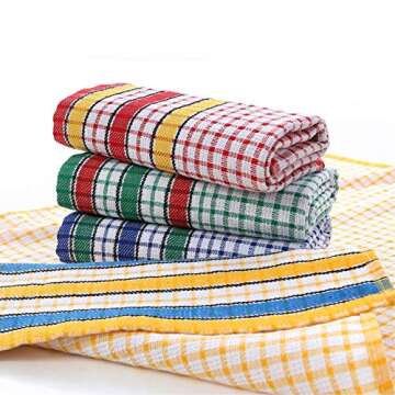 Gentlife Large Kitchen Dish Towels, 16 Inch x 26 Inch Bulk Absorbent Cotton Kitchen Towels, 4 Pack Bright Colorful Tea/Bar Towels for Washing Drying Dishes and Household