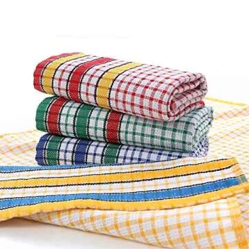 Gentlife Large Kitchen Dish Towels, 16 Inch x 26 Inch Bulk Absorbent Cotton Kitchen Towels, 4 Pack Bright Colorful Tea/Bar Towels for Washing Drying Dishes and Household