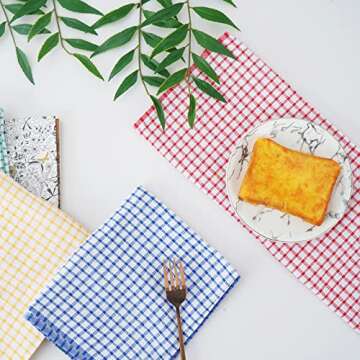 Gentlife Large Kitchen Dish Towels, 16 Inch x 26 Inch Bulk Absorbent Cotton Kitchen Towels, 4 Pack Bright Colorful Tea/Bar Towels for Washing Drying Dishes and Household